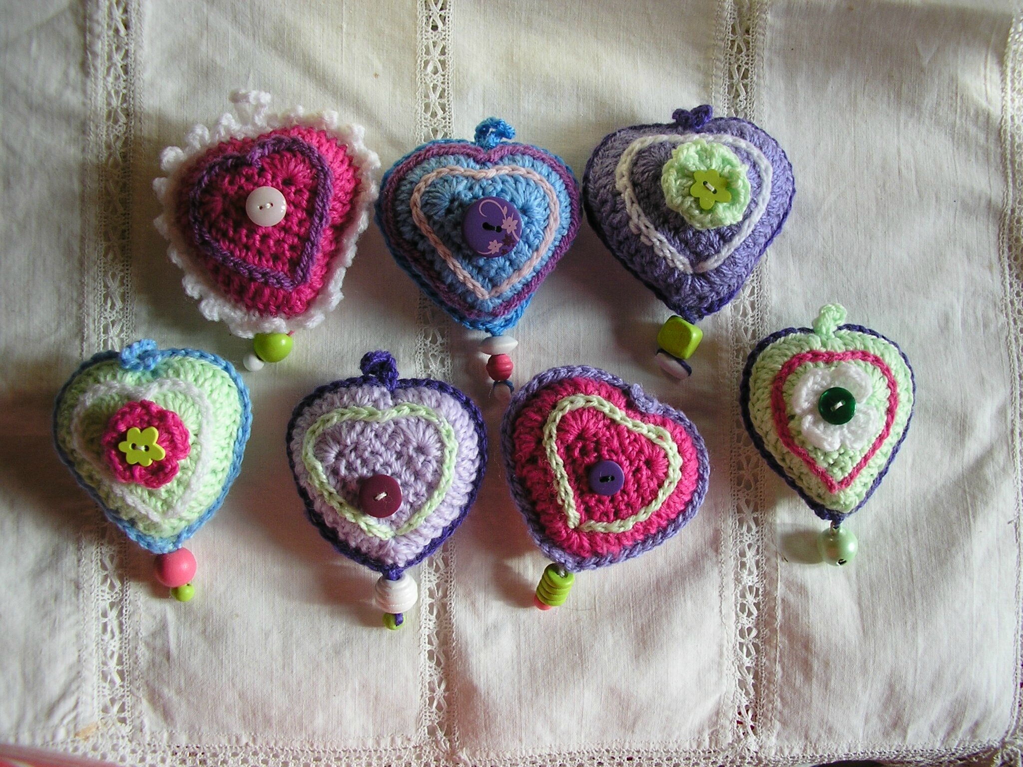  coeur  au crochet  Fils etc