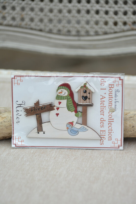 carte hiver bonhomme de neige et nichoir