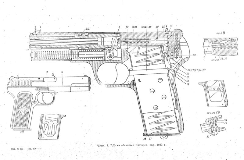 TT 33 Tokarev Pistol Parts Schematic