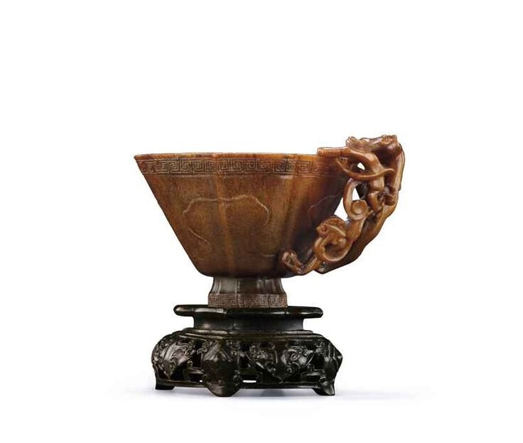 A small floral-lobed rhinoceros horn libation cup, Ming dynasty, 16th-17th dynasty