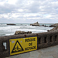 Biarritz, côte des Basques, panneau et rocher de la VIerge (64)