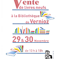 Vente de livres neufs a la bibliotheque de vernioz les 29 & 30 novembre prochain...