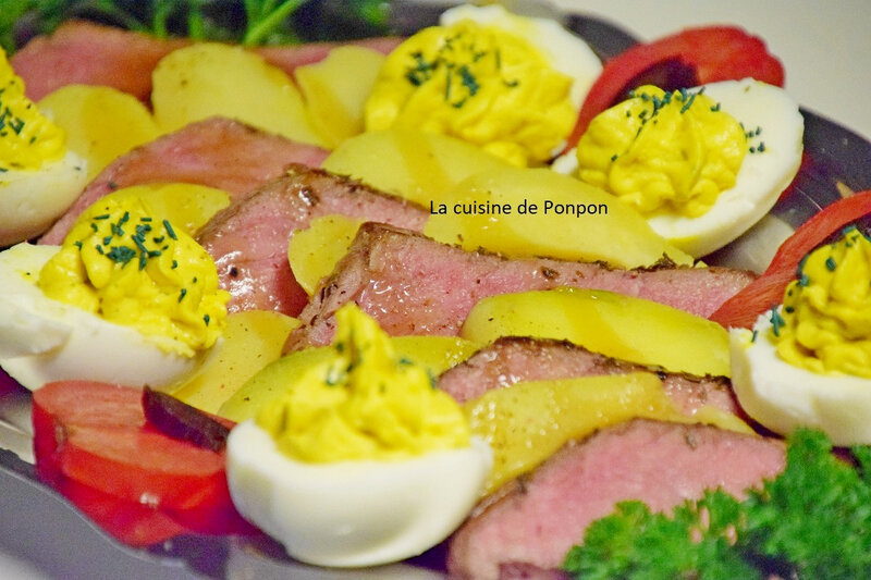 Plat Froid Rosbeef Pommes De Terre Oeufs Durs Et Spiruline