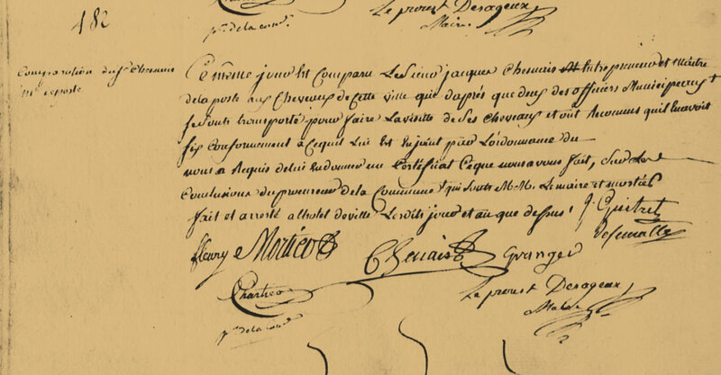 Le 11 décembre 1790 à Mamers : Maître de poste.