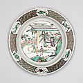 Chinese porcelain famille verte, wucai, large deep basin, kangxi period, circa 1680