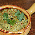 Houmous vert aux pois chiches, coriandre et basilic 