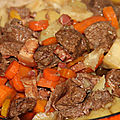Estouffade de paleron de boeuf au vin blanc, carottes et celeri-rave