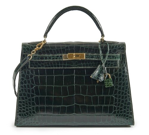 Hermes Kelly 32 Bag Bi-Color Vert Fonce-Vert Box Green Leather