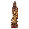 A gilt-lacquered wood figure of guanyin, late ming dynasty