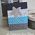 protege carnet santé patchwork tissus turquoise bleu marine gris étoile argenté