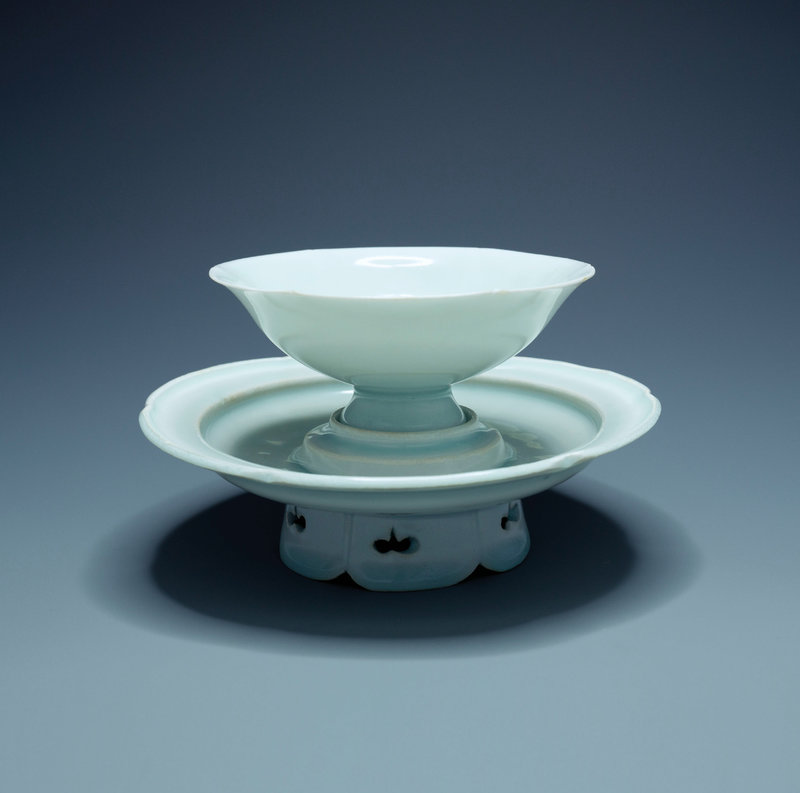 A Qingbai foliate rim cup and cup stand, Northern Song dynasty (960-1127)
