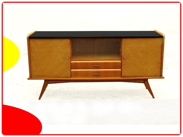 Enfilade bois clair vintage 1950