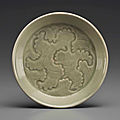 A small yaozhou celadon carved saucer dish, northern song dynasty (960-1127)