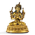 Statuette de vajradhara en alliage de cuivre doré tibet, xve-xvie siècle