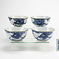 Ensemble de quatre bols en porcelaine’ bleu de Huê’, Chine pour le Vietnam, 19e siècle