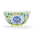 A yellow-ground famille rose 'floral' bowl, daoguang seal mark and of the period (1821-1850)