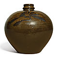 An iron-brown-decorated teadust-glazed vase, jin dynasty (1115-1234)