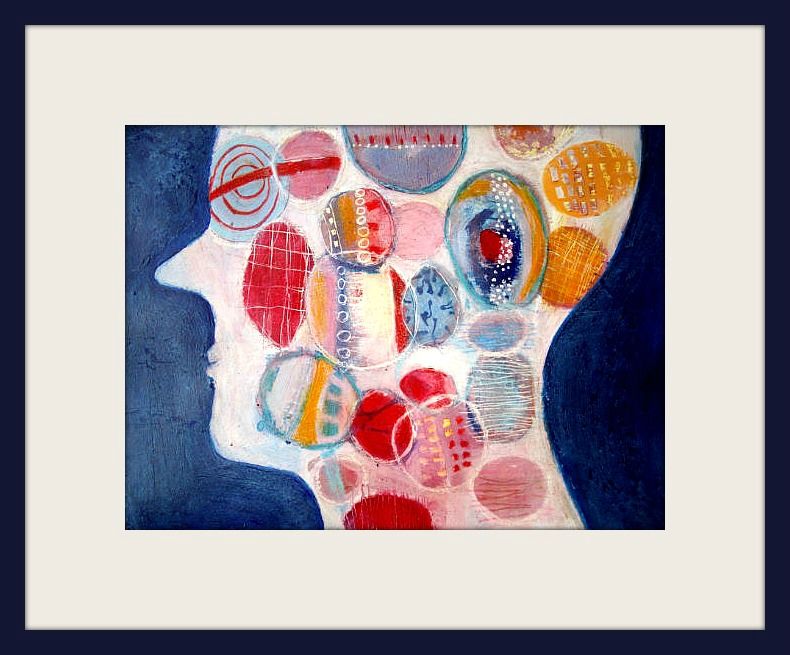 acrylic,pencils,oil pastel,ink,gesso on paper size 30x40cm Elke