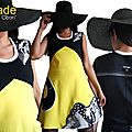 Robe jaune noire blanche isamade pour un printemps 2017 créateur au look seventies