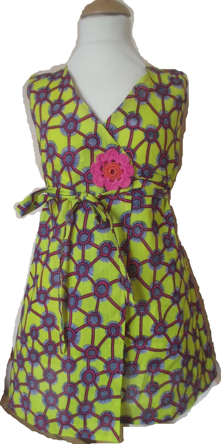 Robe enfant en tissu africain ou wax modèle Diallo