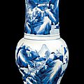 Grand vase en porcelaine bleu blanc, chine, dynastie qing, époque kangxi (1622-1722)