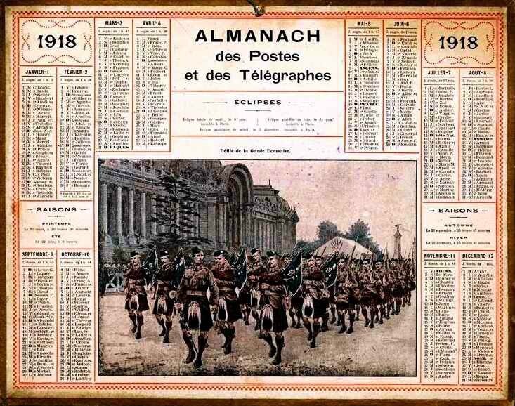 Almanach postes 1918 écossais