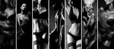 collage-noir-et-blanc-femmes-sexy-posant-dans-la-belle-lingerie-63092833