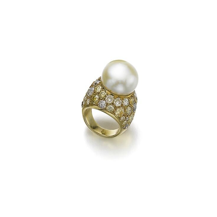 Cultured pearl and diamond ring, Suzanne Belperron, 1964