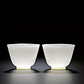 A pair of white jade cups, qing dynasty, 18th century