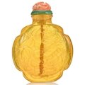 A transparent yellow glass 'chilong and bat' snuff bottle, Qing dynasty, 18th-19th century