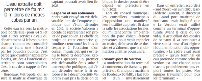 2021 12 27 SO Les dossiers à l'étude qui attendent le Médoc2