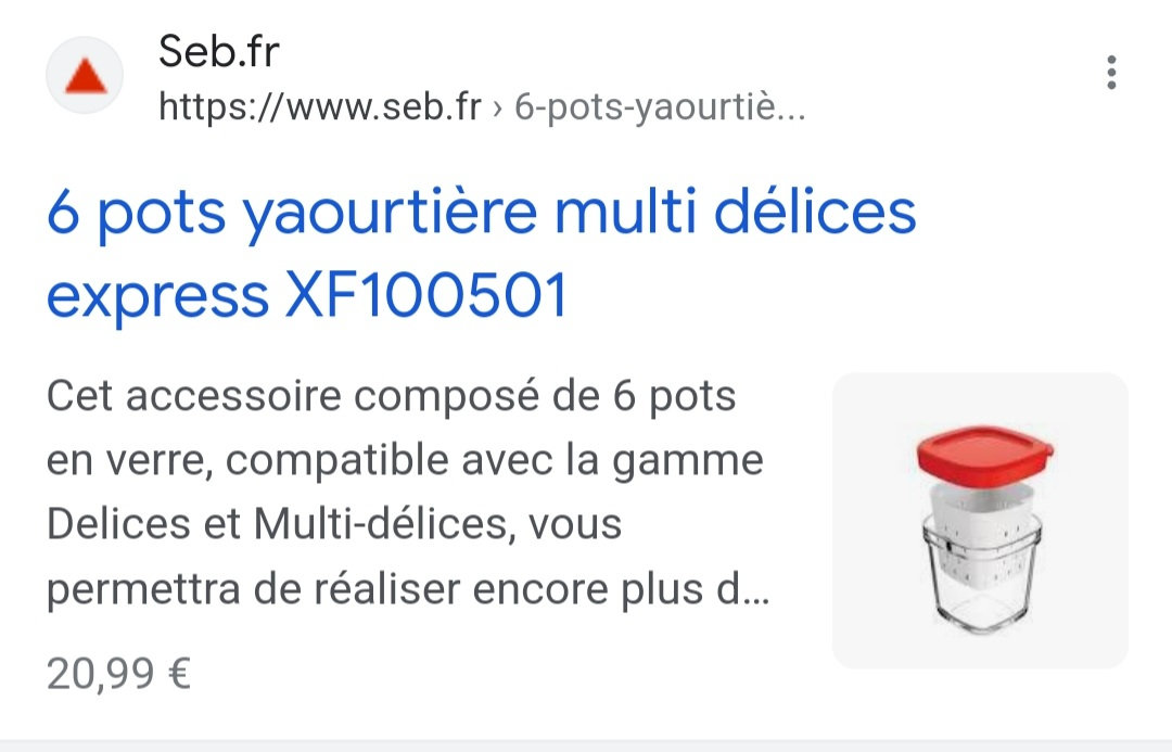 Pot De Yaourth Par 6 Xf100501 Pour Yaourtière Seb Multi Delices