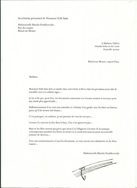 Lettre Satie Blanche