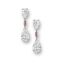 Pair of diamond and fancy intense purplish pink diamond pendent earrings