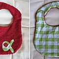 bavoir eponge rouge carreau vert