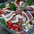 Salade de haricots blancs, magrets, mozzarella, tomates cerise