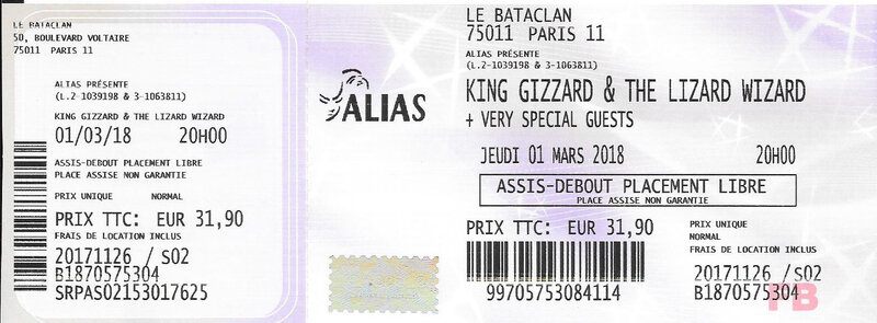 2018 03 01 King Gizzard Bataclan Billet