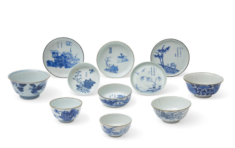 A group of eleven blue and white porcelain bowls and dish, China for Vietnam, 19th-20th century