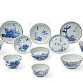 A group of eleven blue and white porcelain bowls and dish, China for Vietnam, 19th-20th century