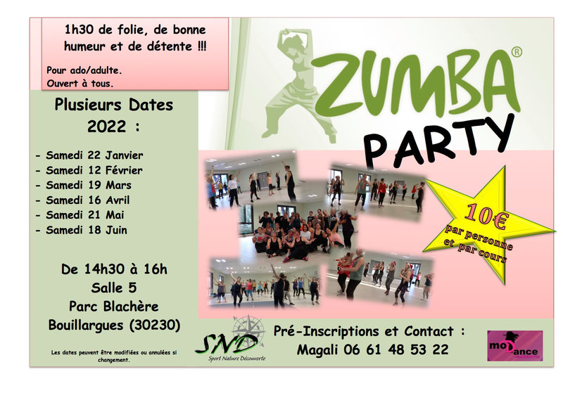 zumba party 2022 calendrier