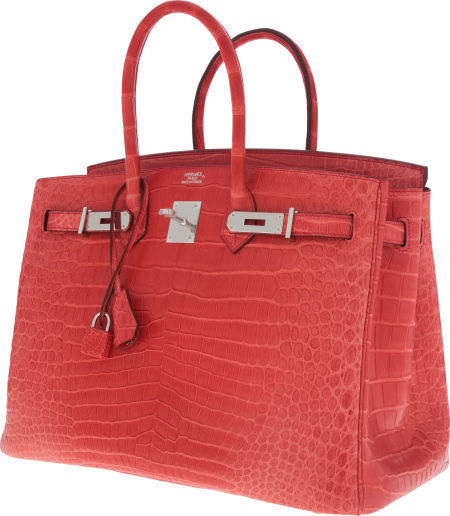 Hermes Birkin Handbag Red Matte Porosus Crocodile with Gold Hardware 35 Red  16221401