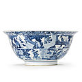 A large blue and white bowl, qing dynasty, kangxi period (1662-1722)