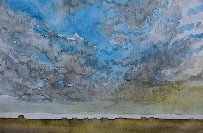 eclaircie sur ouessant , aquarelle , 2018