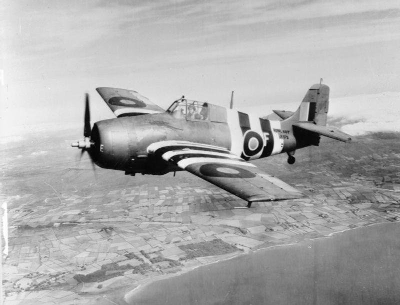 wc1-A-Fleet-Air-Arm-Wildcat-in-1944-showing-invasion-stripes