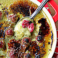 Crème brûlée matcha-framboise