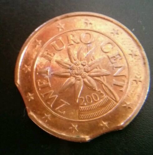 Pièce De 2 Centimes Rare Prix 2 cent 2003 Autriche fautée clipée - Eurorare monnaies fautées ou euro rare
