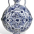 A fine, outstanding and rare blue and white moonflask, bianhu, ming dynasty, yongle period
