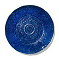 A carved blue-glazed dish, qing dynasty, 18th century