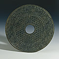 Jade bi (ritual disc) with bird design, western han dynasty (206 bc- ad 9)