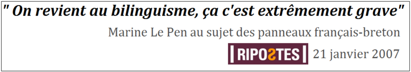 marine le pen contre panneau breton